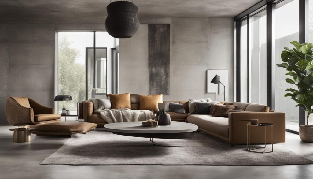 Contemporary brutalist living room
