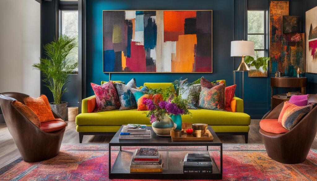 Eclectic Living Room Focal Point
