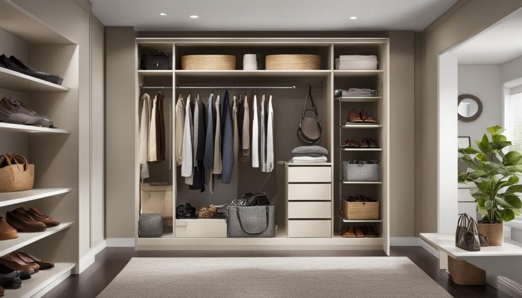 Efficient closet organization with mirror