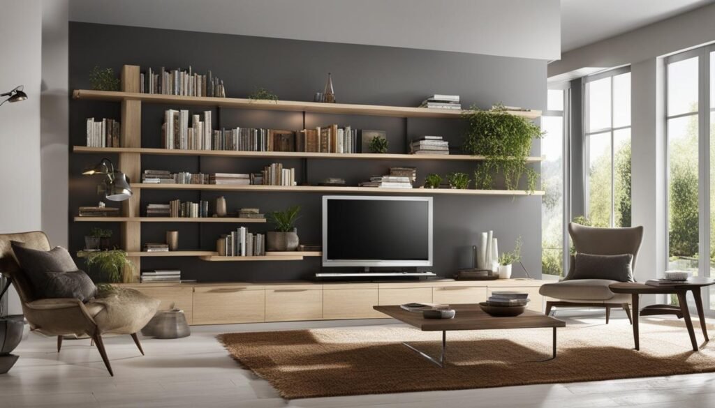 Elegant wall-mounted shelves in a small space