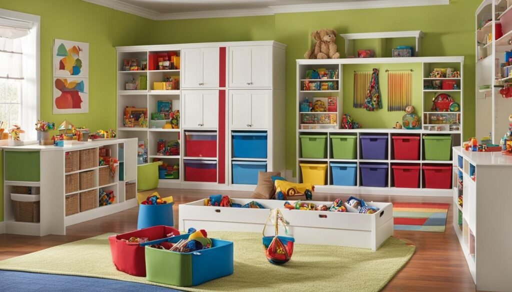 Functional Toy Storage in Playroom