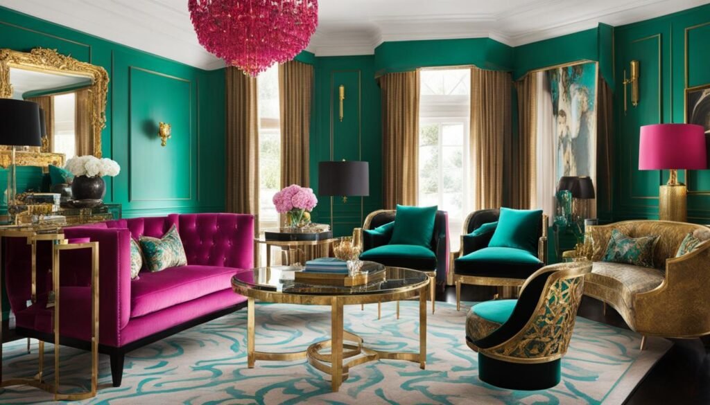 Hollywood Regency Vibrant Hues