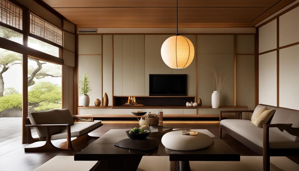 Japanese minimalist light fixtures in interior design