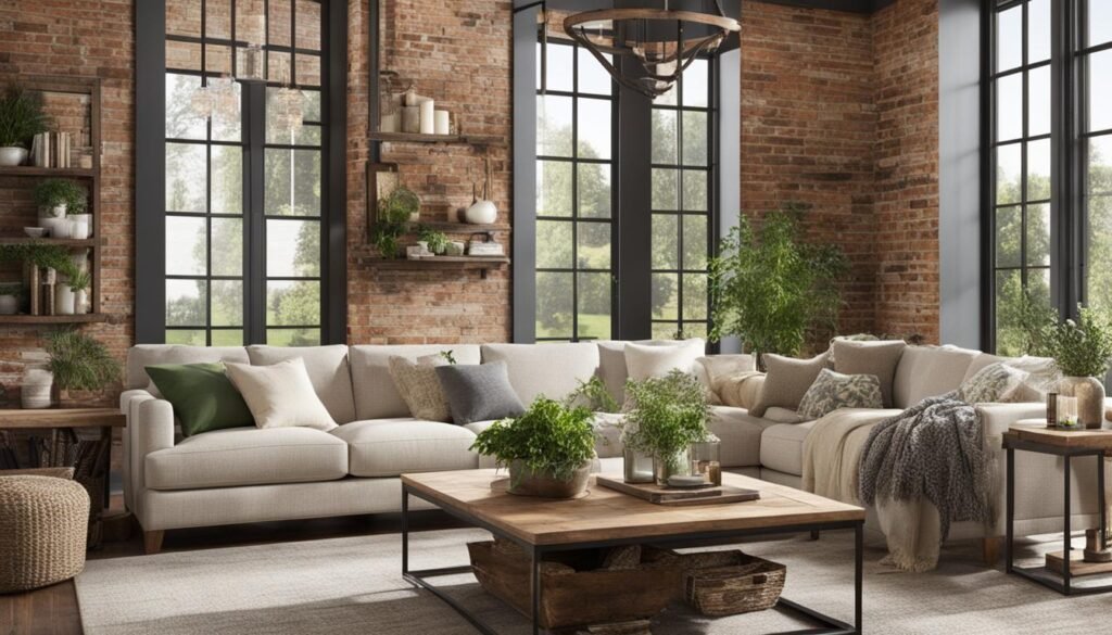 Modern farmhouse decor ideas with exposed brick
