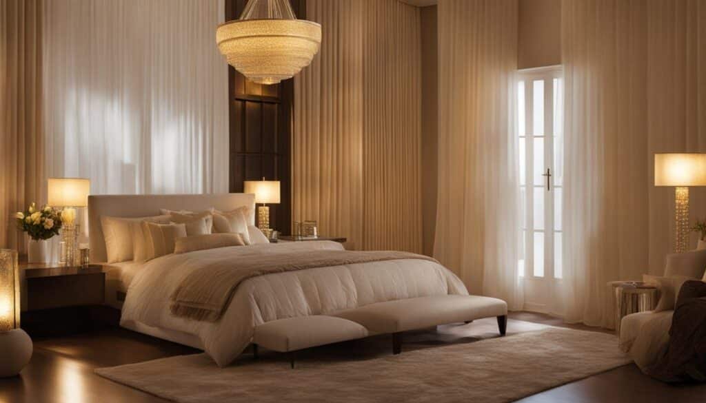 Romantic Bedroom Lighting Reflecting on Focal Point