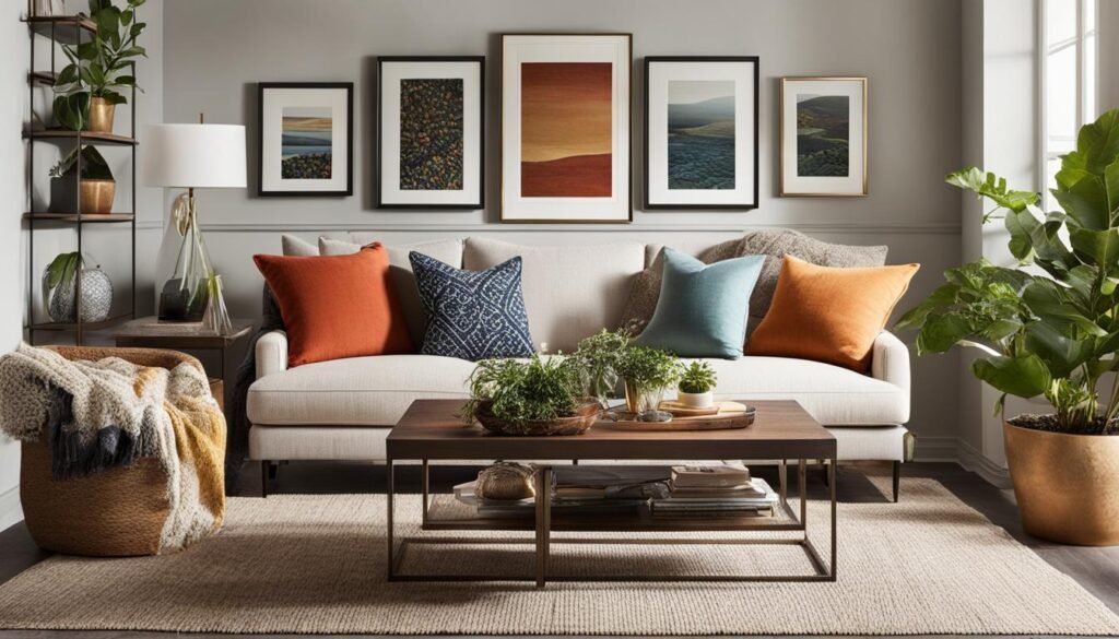 Small house interior design with gallery wall