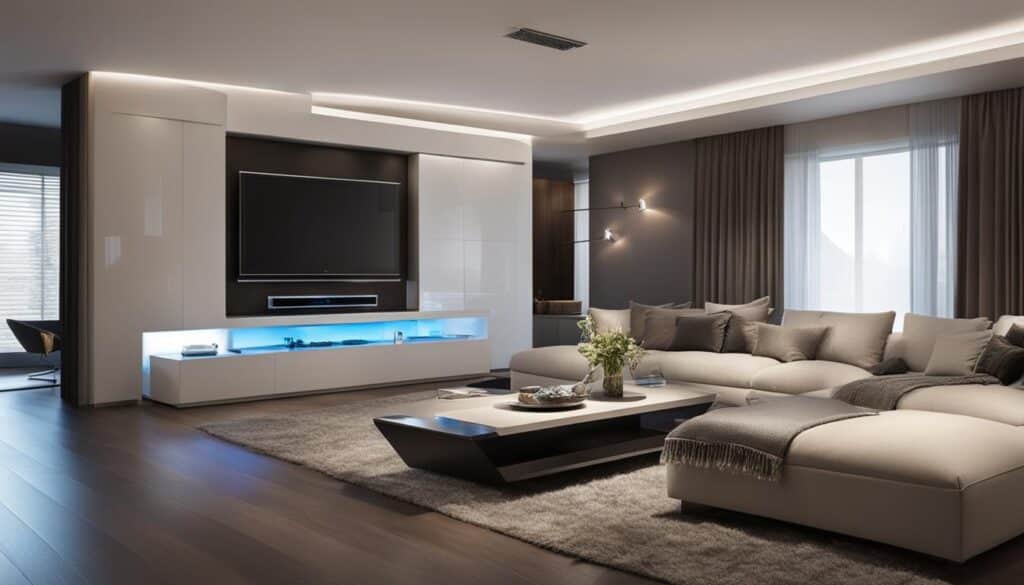 Smart home technology in modern living room