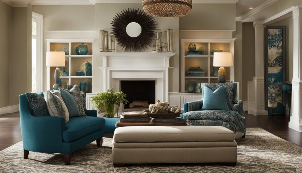 Stylish home interior with layered rugs