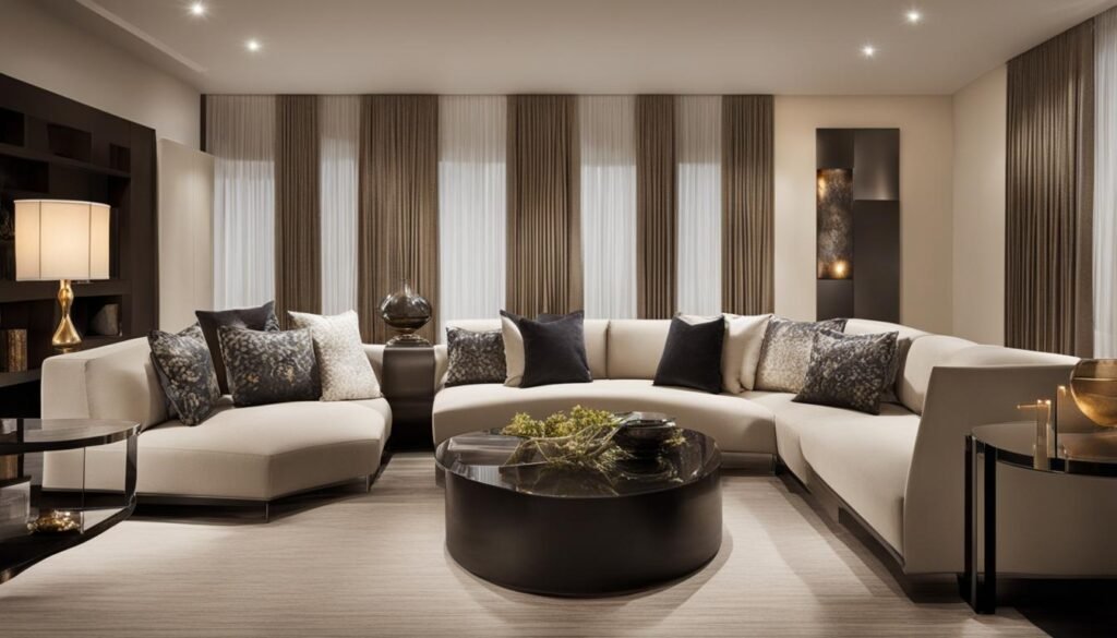 Stylish room designs with mixed shapes and textures