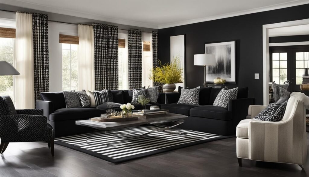 black and white home interior pattern details