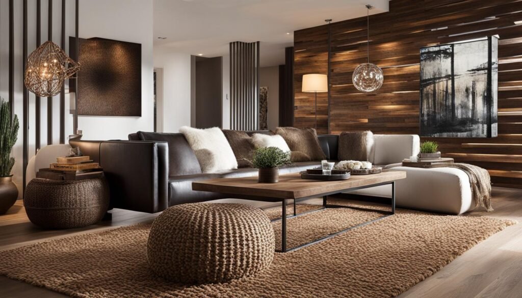 chic living room with mixed textures