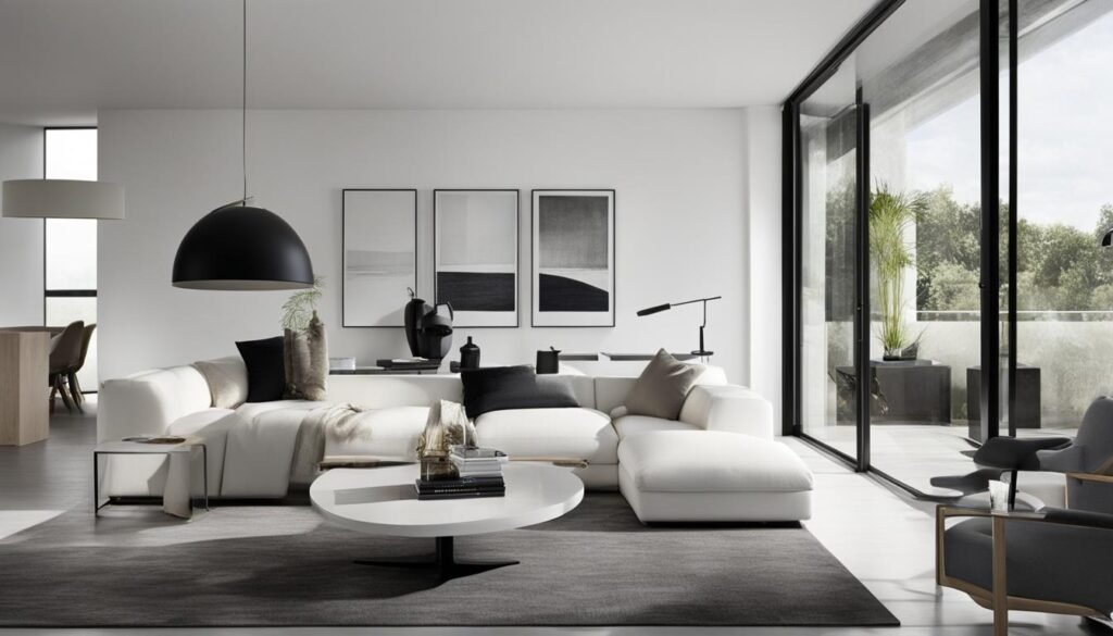 contemporary white interior with artwork