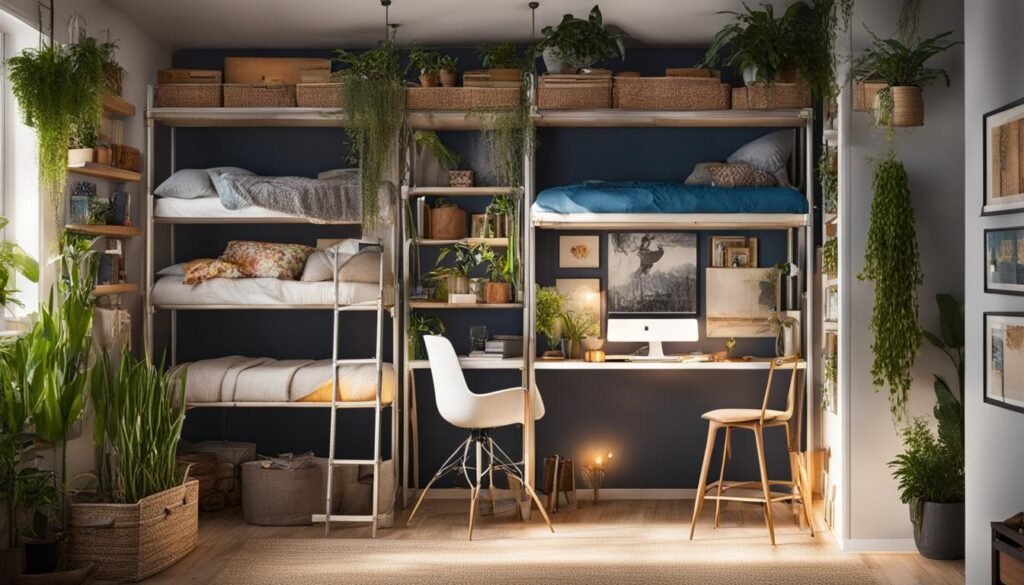 dorm room organization hacks using vertical space