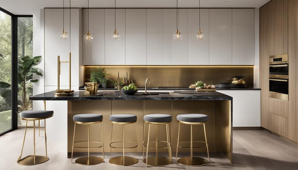 gold kitchen hardware in contemporary styles