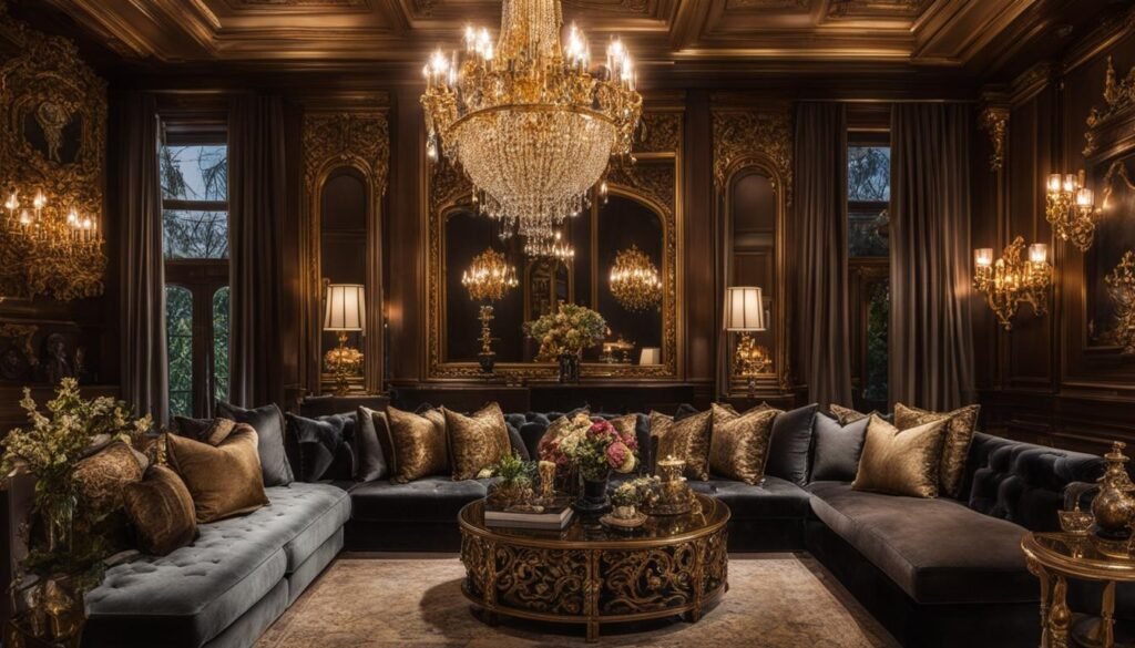 luxurious interior design with ornate carvings