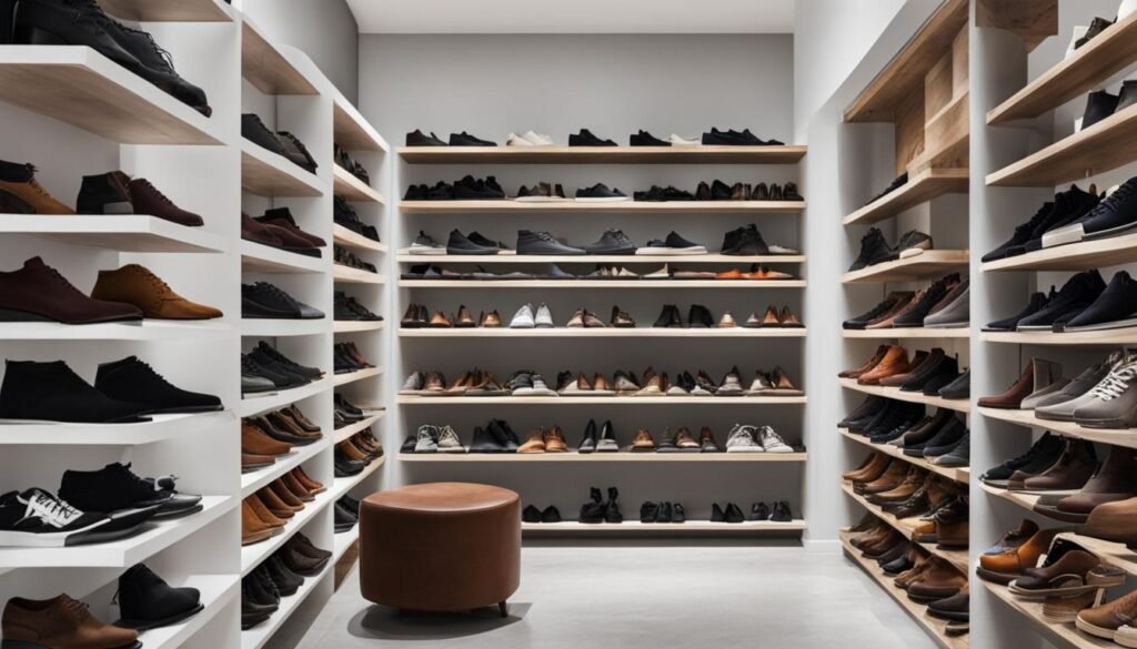 open shelves organized with shoes