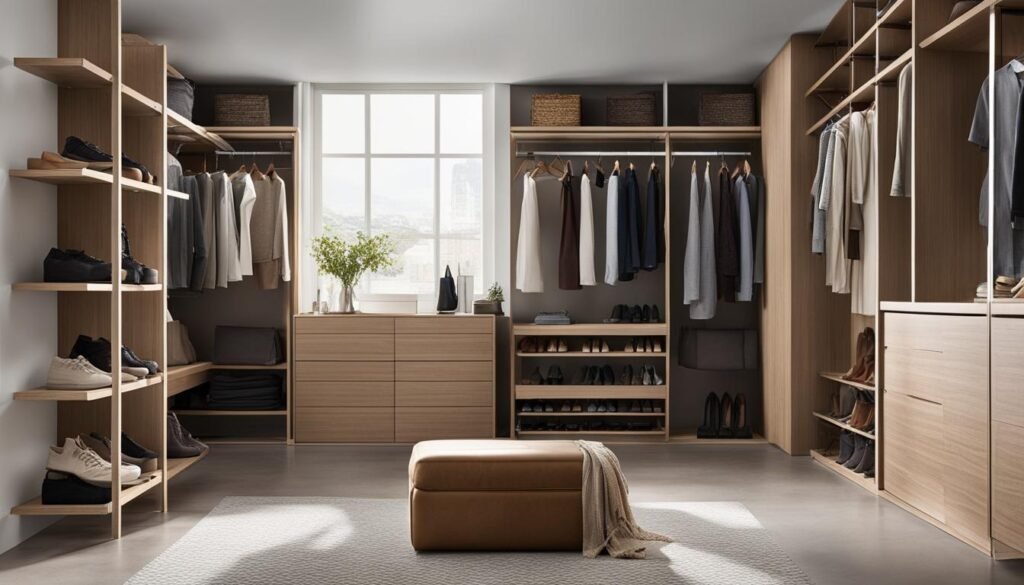 organized closet as a result of effective decluttering methods