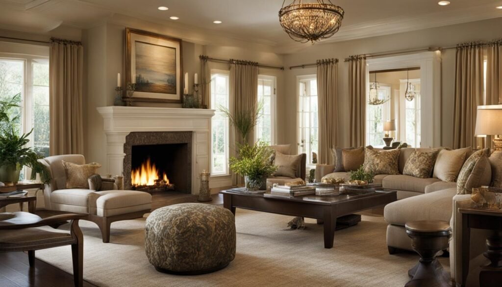 traditional living room with fireplace