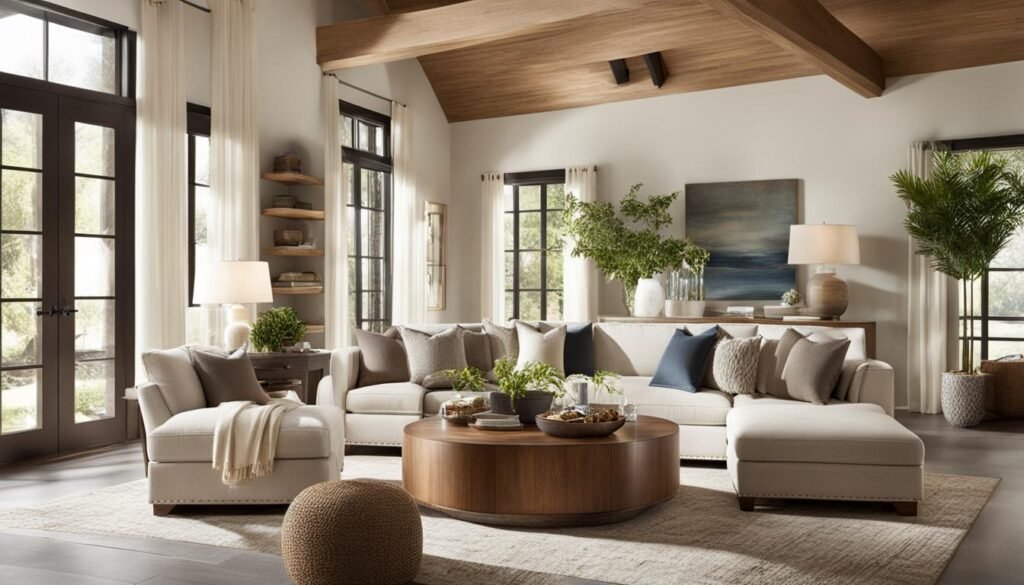 tranquil transitional style interior