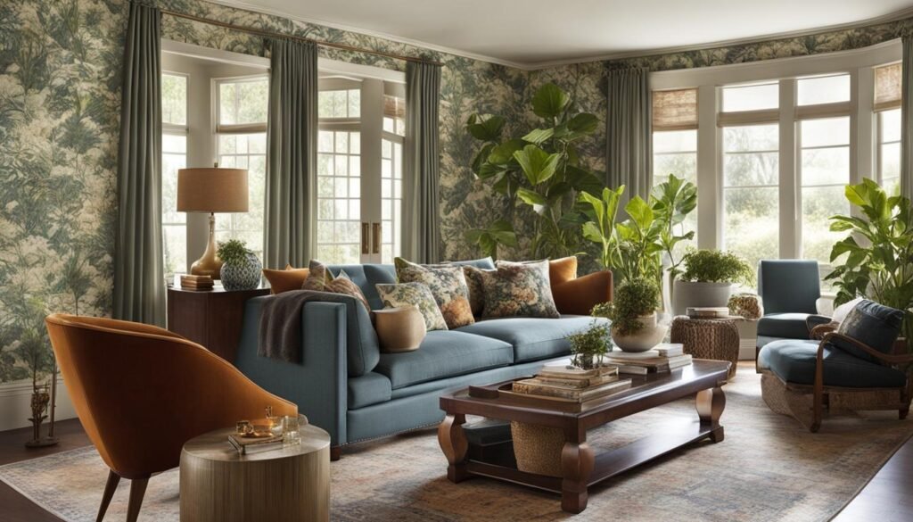vintage-inspired wallpaper in a contemporary home interior