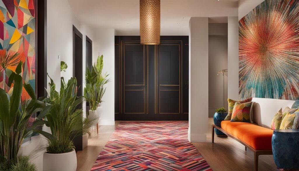 Innovative hall design with vibrant colors