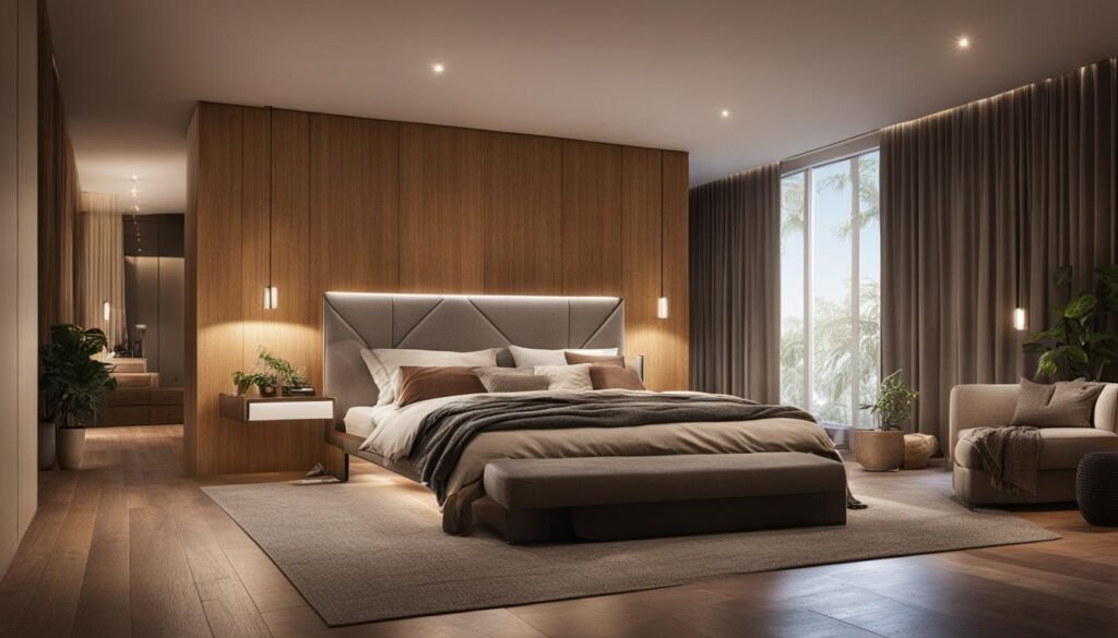 LED lighting in sustainable bedroom decor