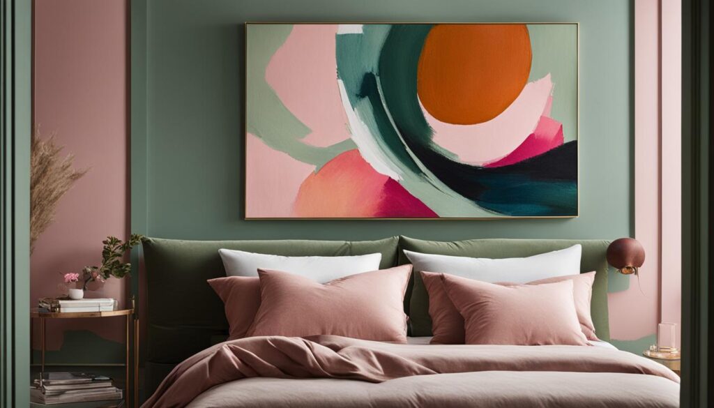 Sage Green Bedroom Wall with Art