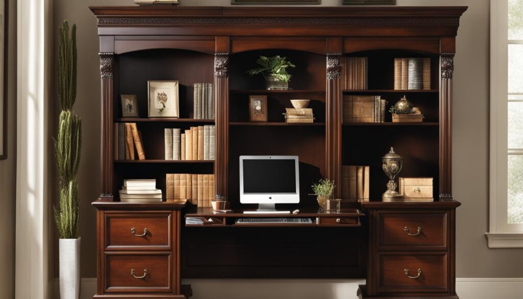 Stylish storage solutions in a guest room office