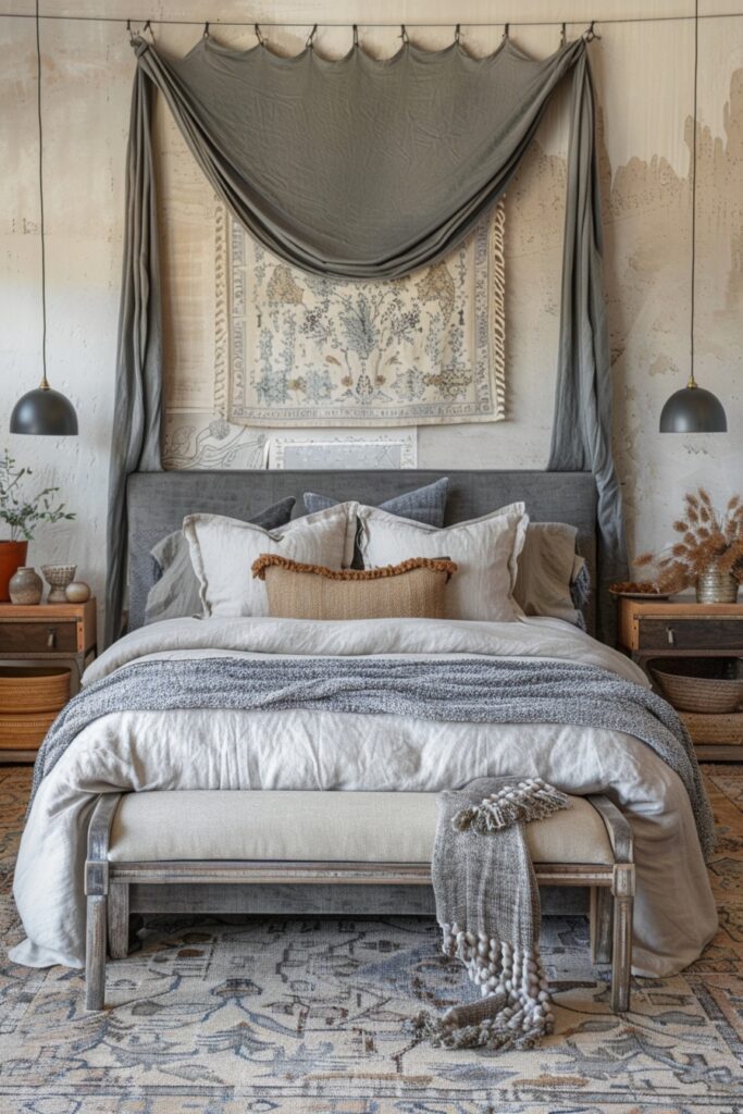 Grey Boho Bedroom Ideas