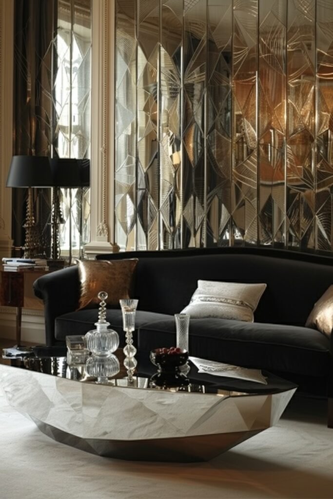 Gleaming Geometry: Bold Shapes and Metallic Touches
