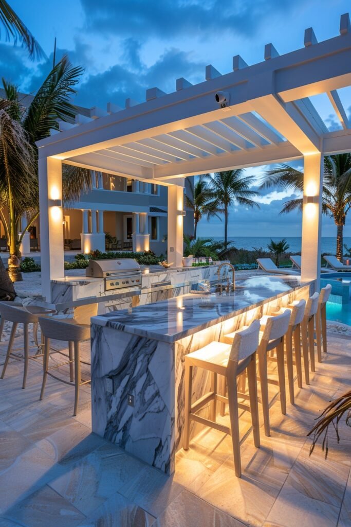 Modern Marble Outdoor Kitchens