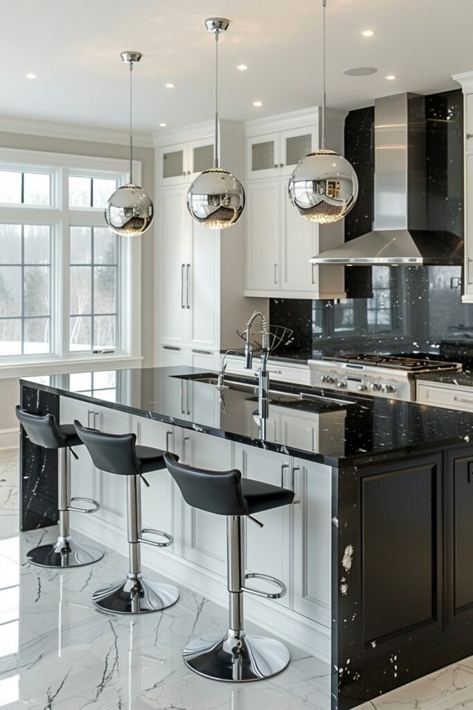 Industrial Chic Black and White Kitchen