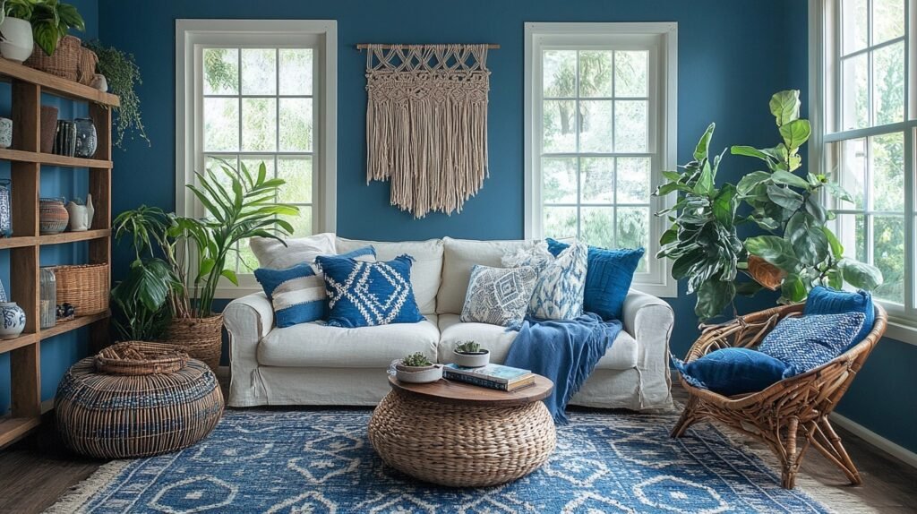 blue boho interior