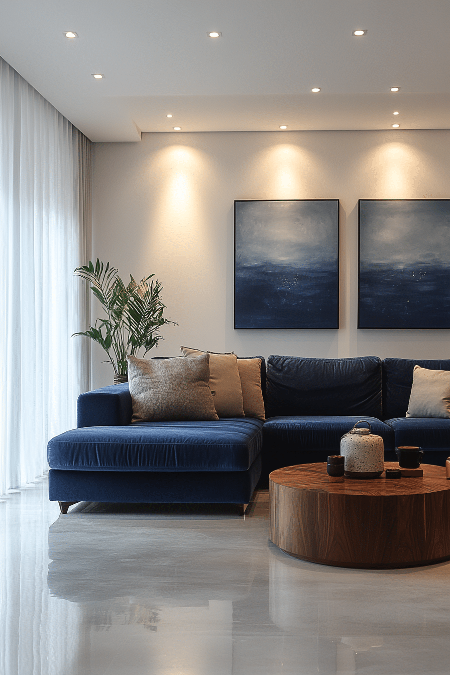 blue couch living room