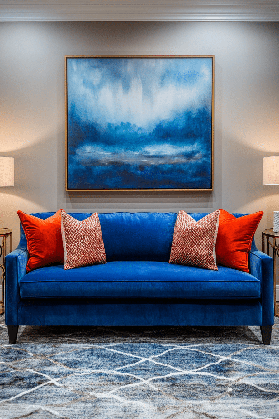 blue couch living room