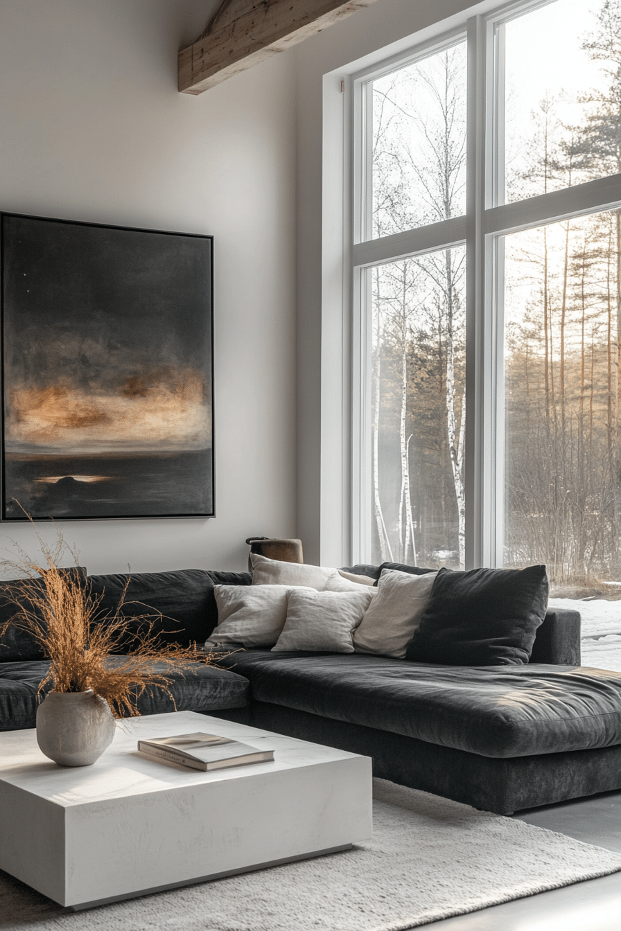 Dark grey sofa living room