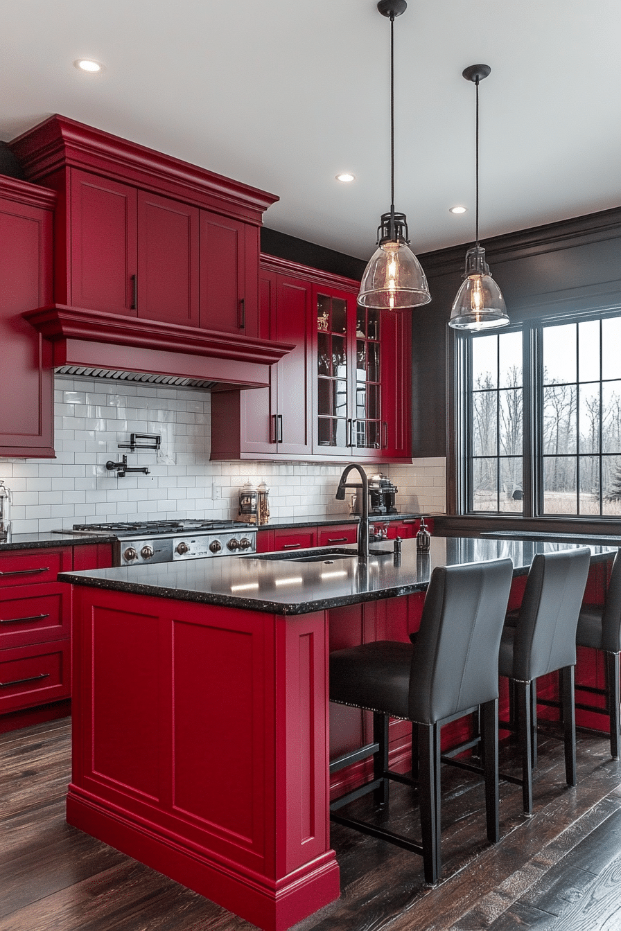 red kitchen cabinets