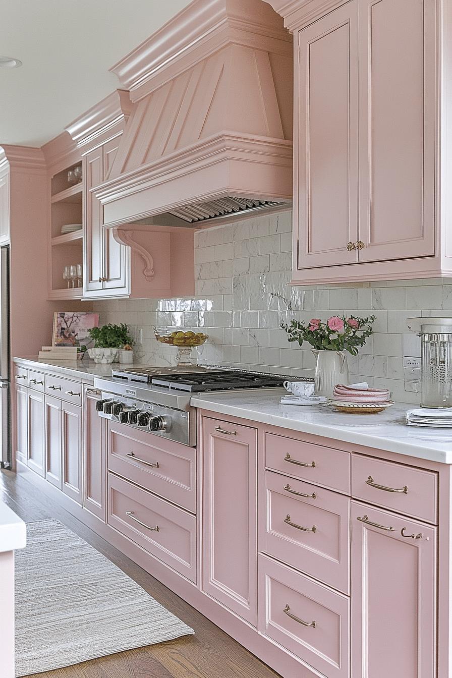 pink kitchen cabinets