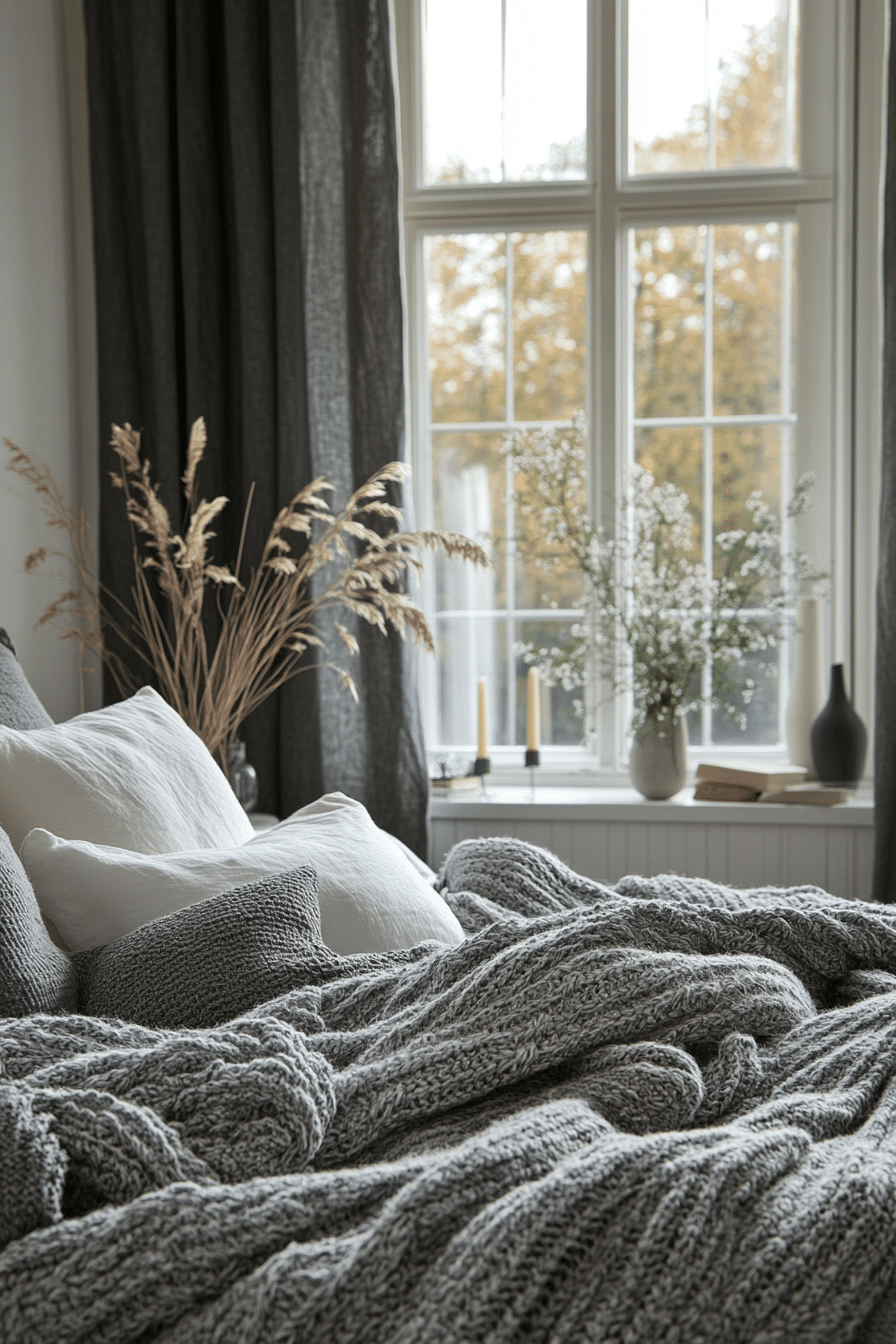 monochrome boho bedroom