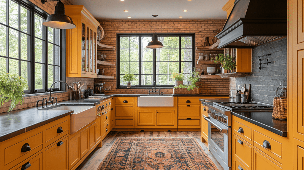 yellow kitchen cabinets