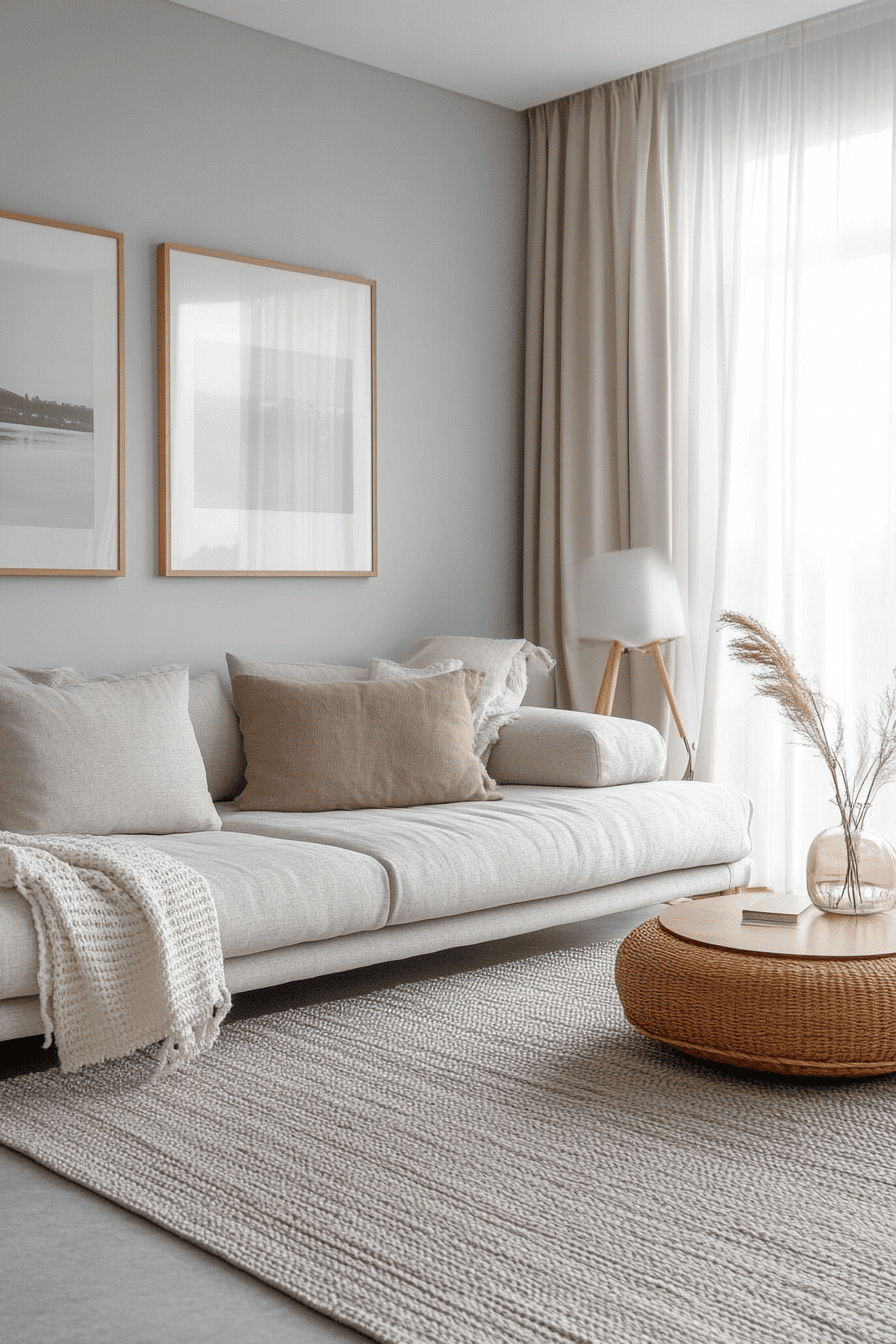 Grey minimalist living room