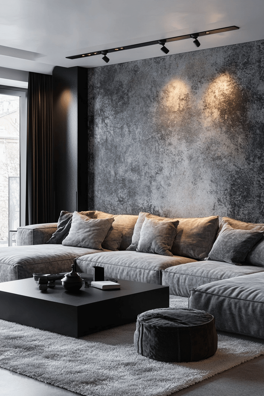 Grey minimalist living room