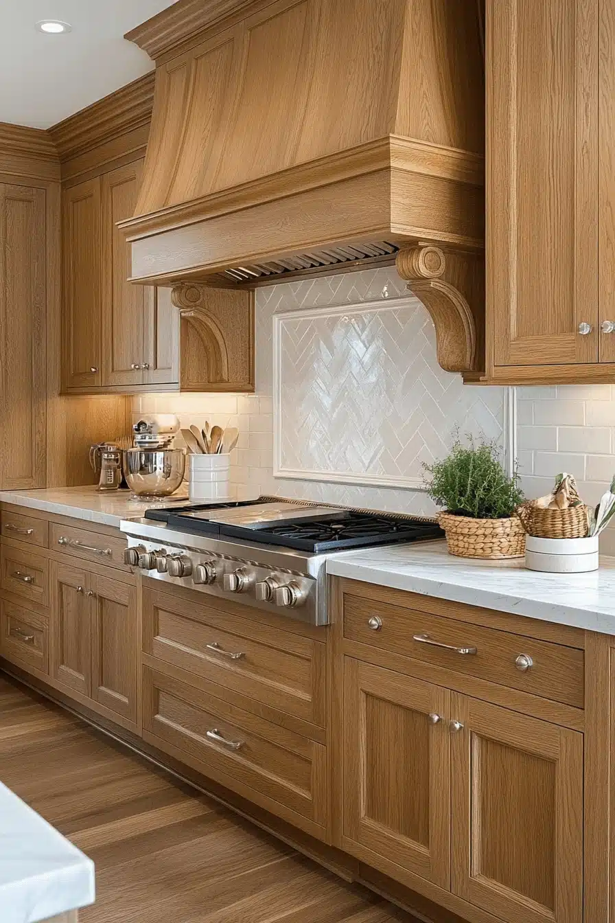 honey oak kitchen cabinets