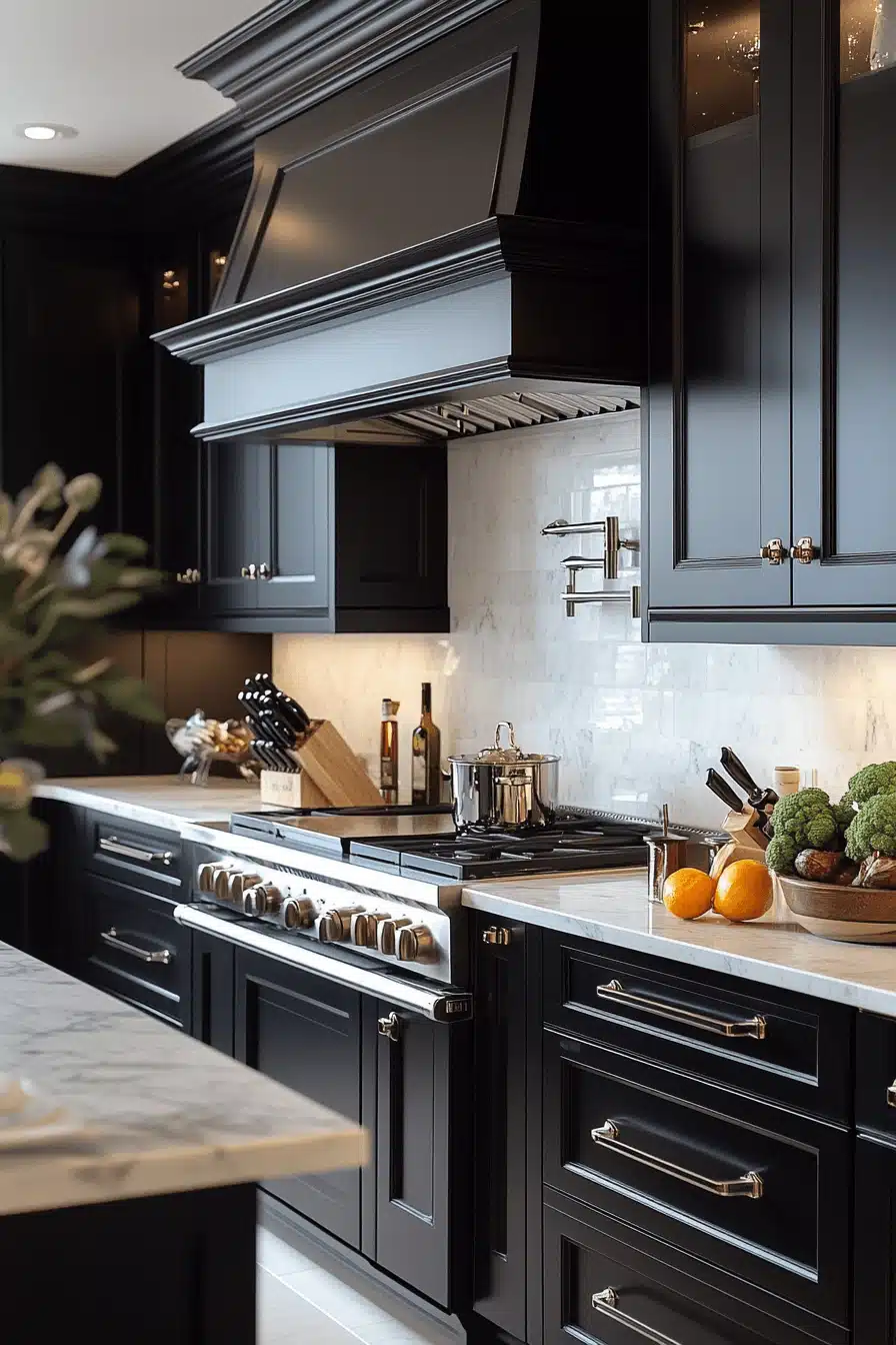 dark wood kitchen cabinets