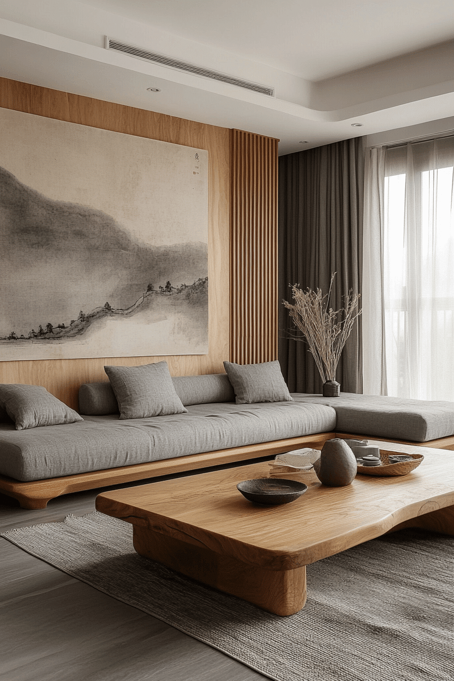 grey japandi decor