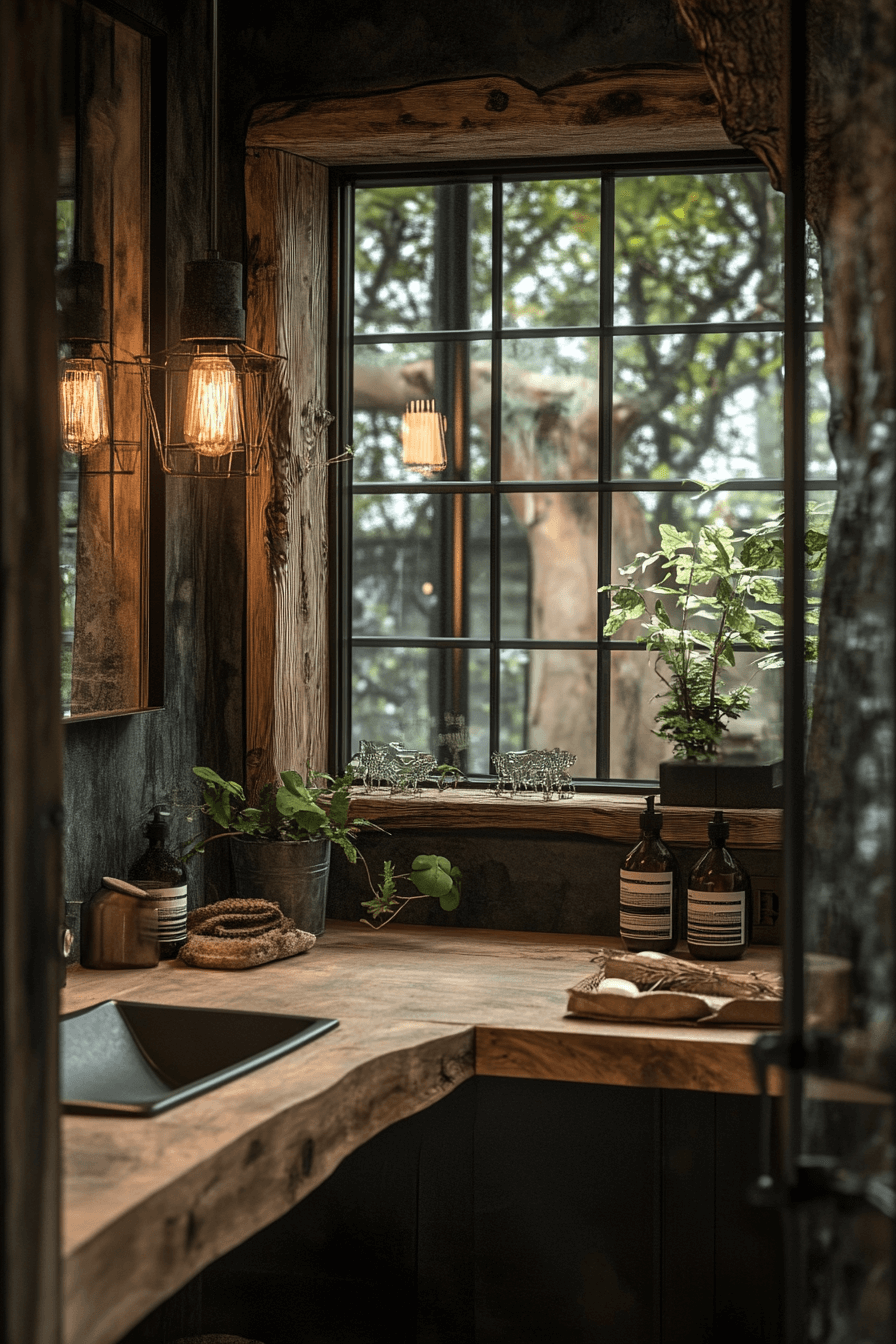Rustic industrial bathroom
