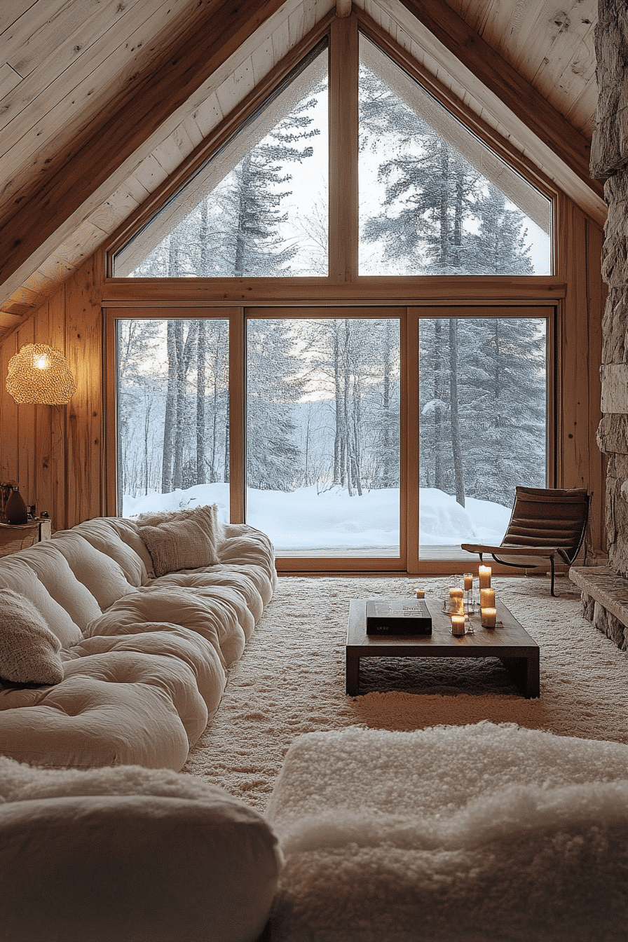 winter cabin interior