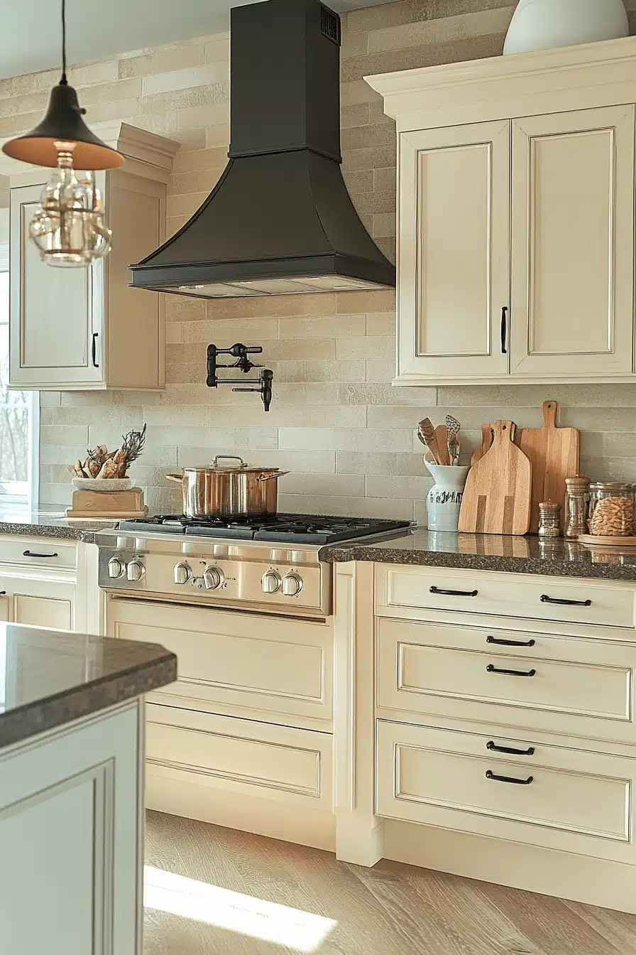 beige kitchen cabinets