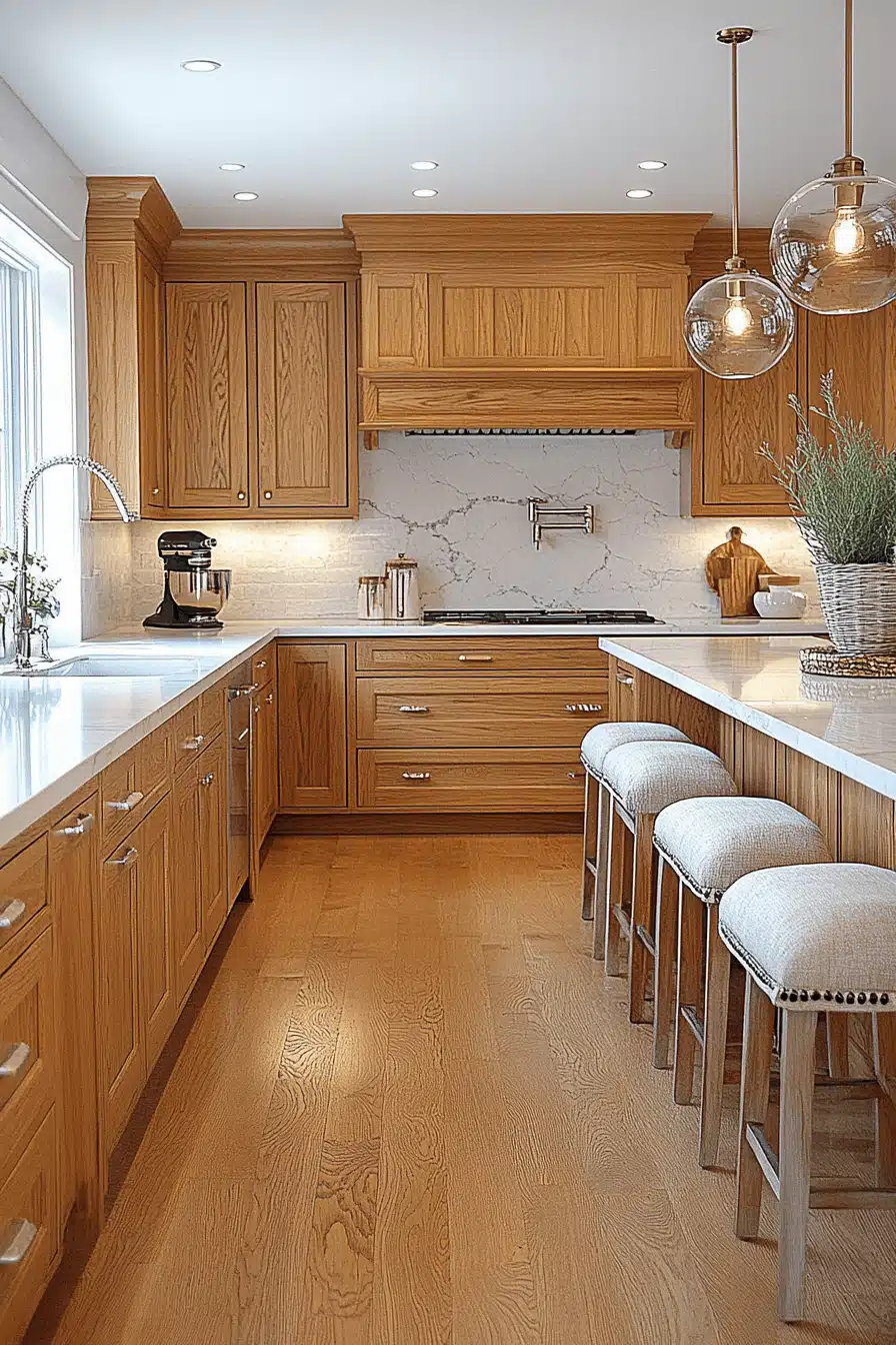 honey oak kitchen cabinets
