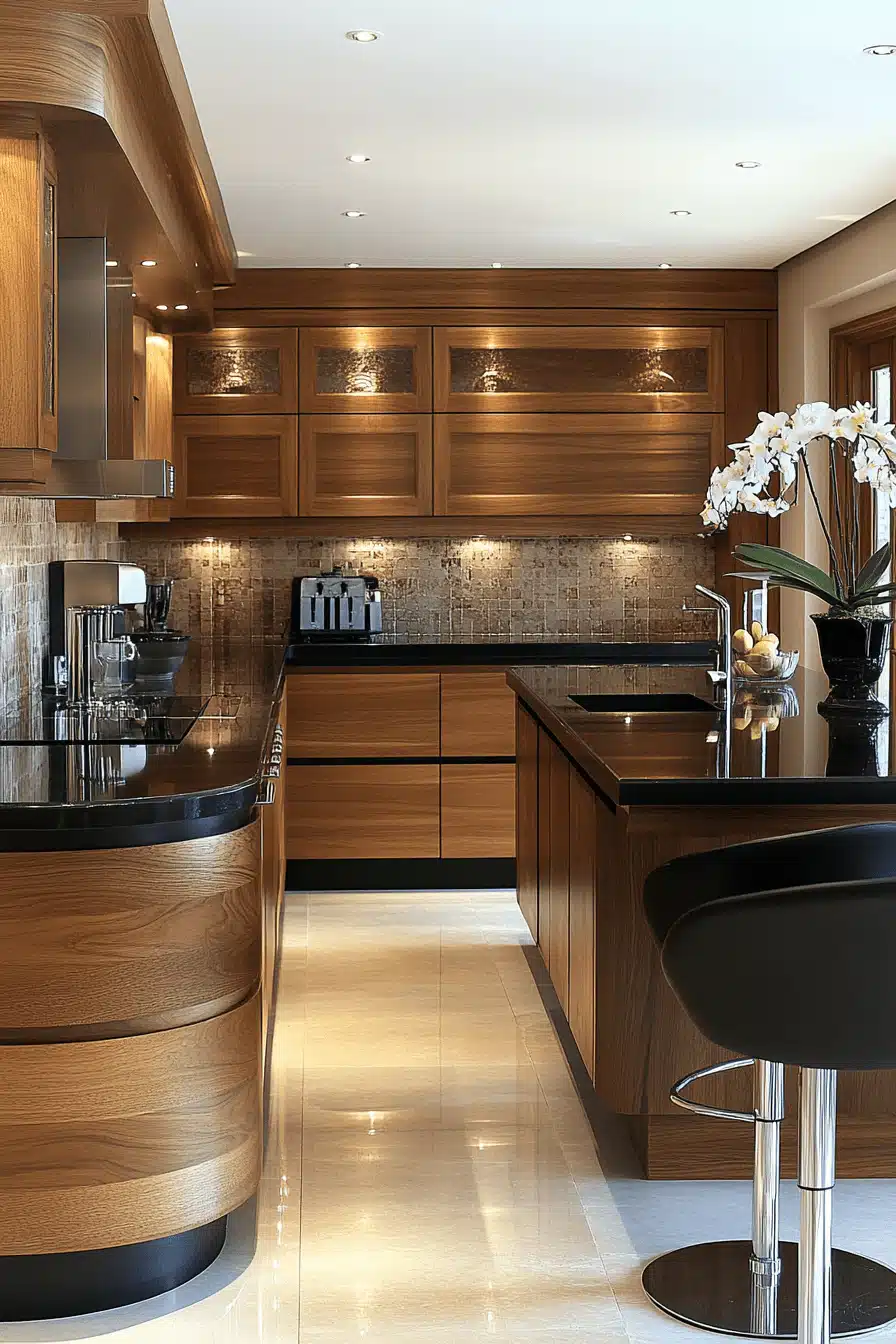 dark wood kitchen cabinets